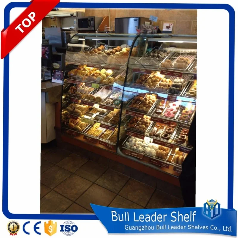 custom.Good Quality Bakery Equipment Gondola Wood Bread Display Rack