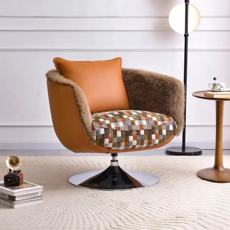 Chinese Factory Rotatable Egg-shaped Leisure Chair Lazy Swivel Chair Italian Light Designer Single Sofa Chair