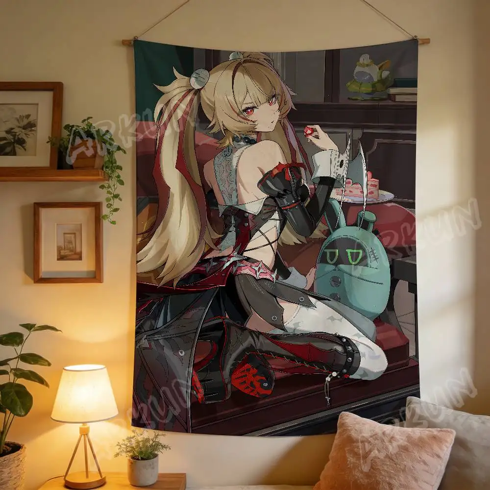 Hot Kawaii Girl Claret Flint Tapestry Cool Game Zenless Zone Zero Suitable For Living Room Bedrooms Wall Hangings Art Decor