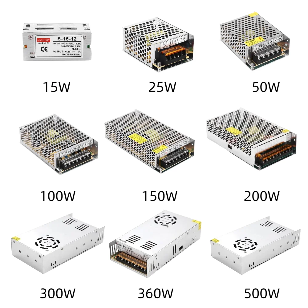 Schaltnetzteil DC 5V 12V 24V 36V 48V 15W-500W Lichttransformator AC 110V/220V SMPS 2A 5A 10A 15A 20A für LED-Streifen CCTV – Detail 1