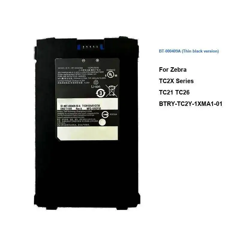 3300Mah Mobile Phone Battery For Zebra TC2X Series TC21 TC26 Btry-TC2Y-1XMA1-01 BT-000409A Thin Black Version Fast Shipping