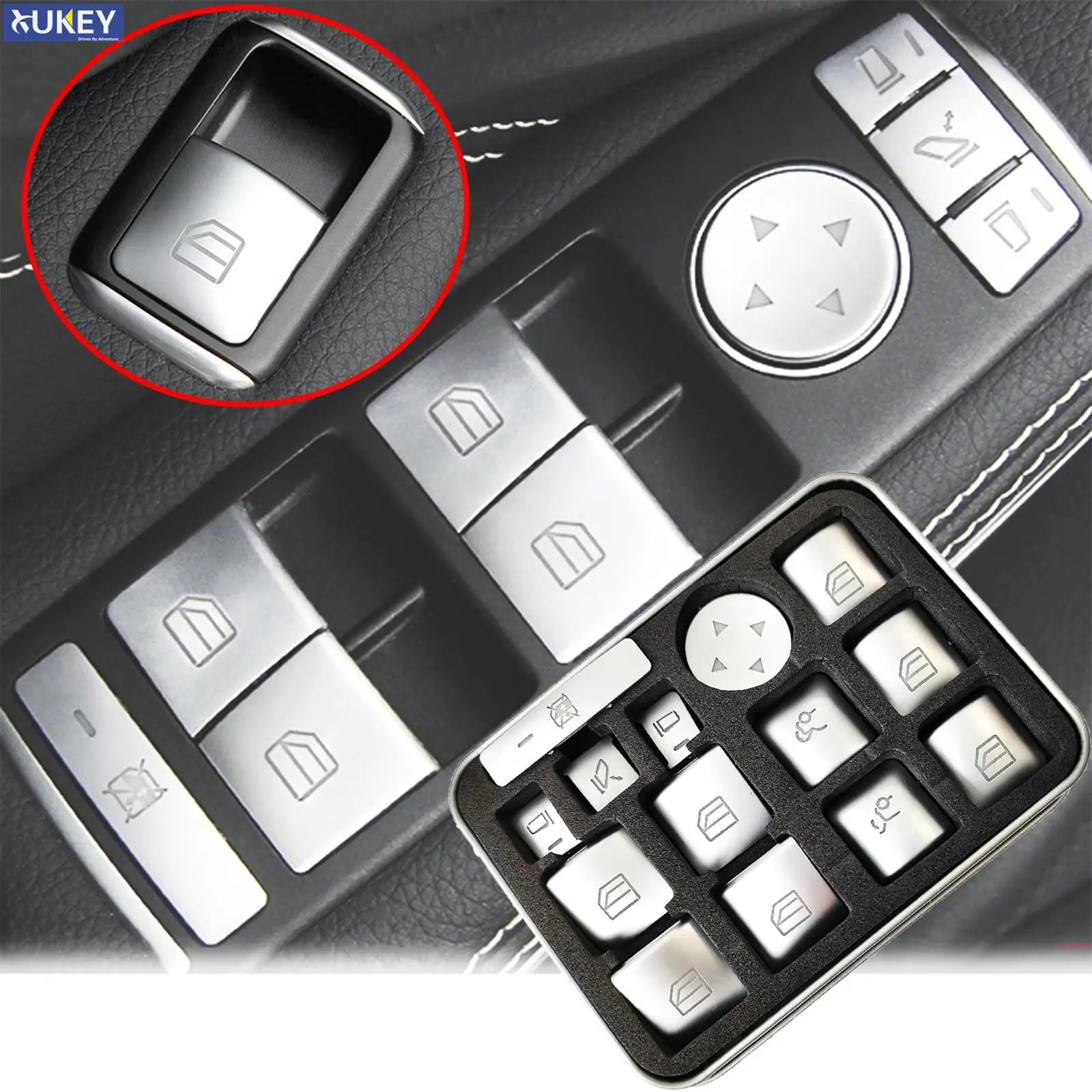 For Mercedes Benz CLA 180 200 GLA 180 200 2013 2014 2015 2016 2017 2018 2019 14x Car  Parts Window Switch Button Repair Stickers