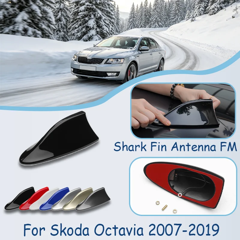 For Skoda Octavia 2007-2019 Shark Fin Antenna FM Signal Super Aerials Amplifier Waterproof Signal Amplifier FM/AM Radio Aerials