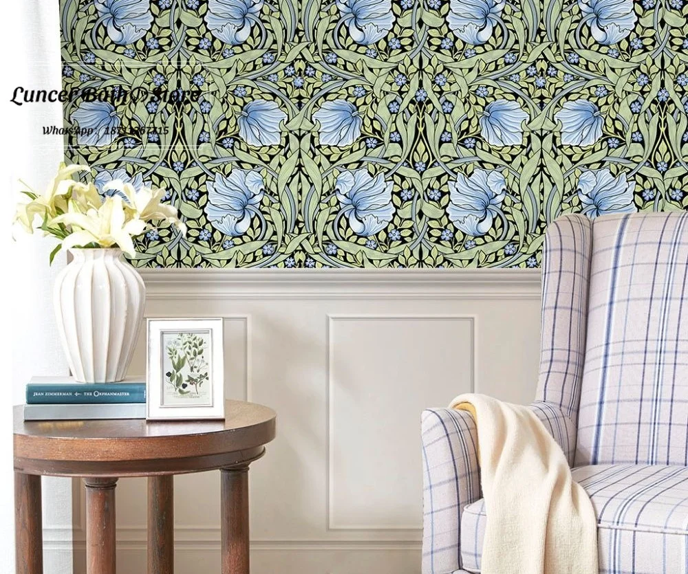 2 Rolls Thick Eco Friendly Tulip Wallpaper, Waterproof Stain Resistant Sticker for Rental Home Wall Renovation Decor
