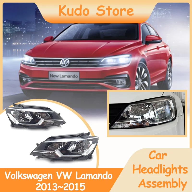 Car Headlights Assembly for Volkswagen VW Lamando 2013~2015 Fog Lights Map Side Halogen Corne Lamps Driver Left Right LED.