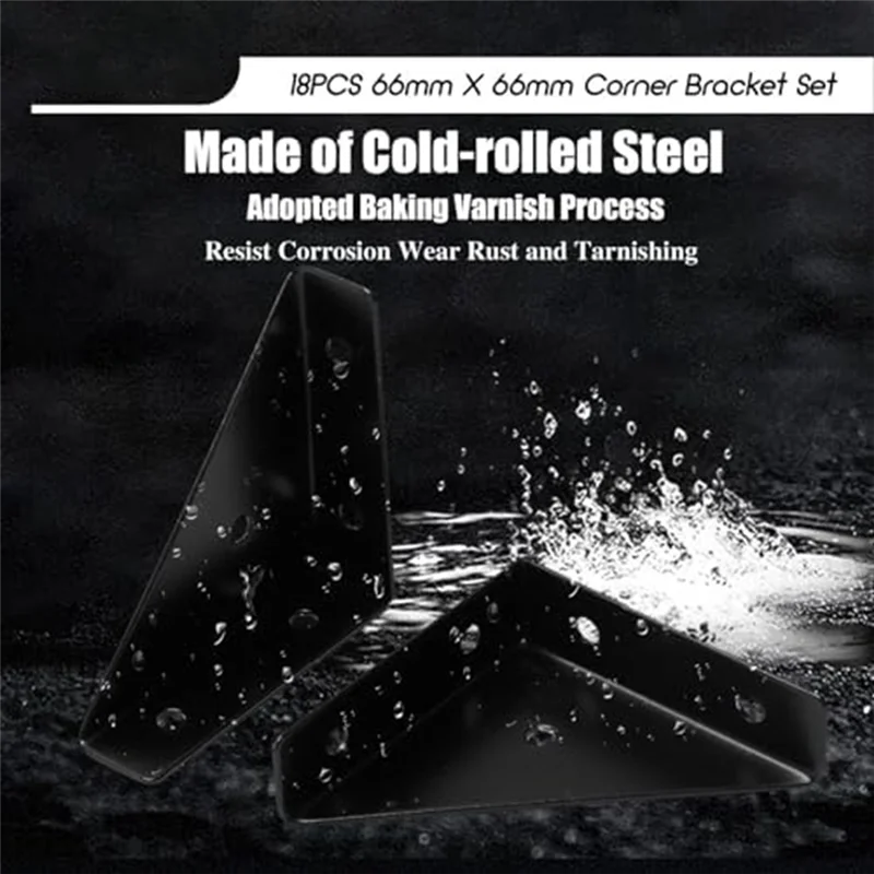 F-T-Winkelhalterung, Metall-Winkelhalterung, Ecktischverbinder für Bett, Tisch, 66 mm x 66 mm, 18 Stück