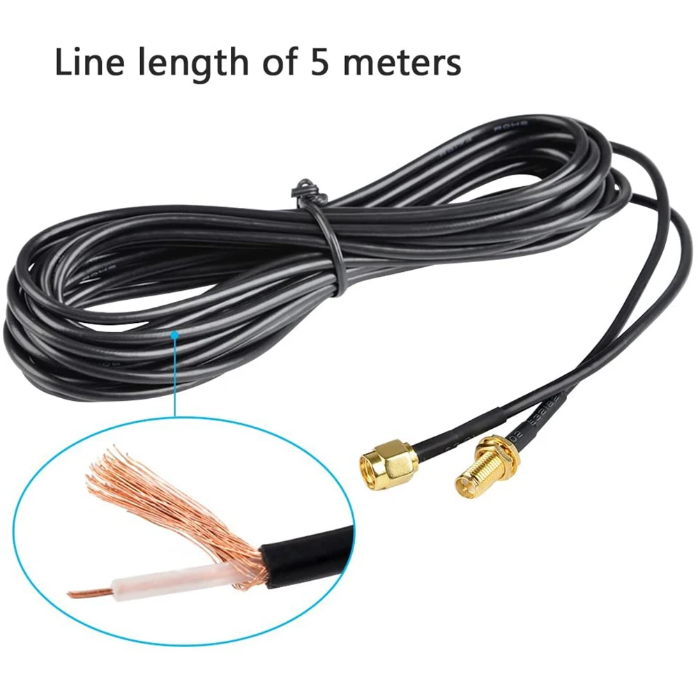 Coaxial Extension Cable RP-SMA Female To Male WLAN Wifi Aerial 5M 16.4ft Extensionl Cord For Extend The Antenna Range