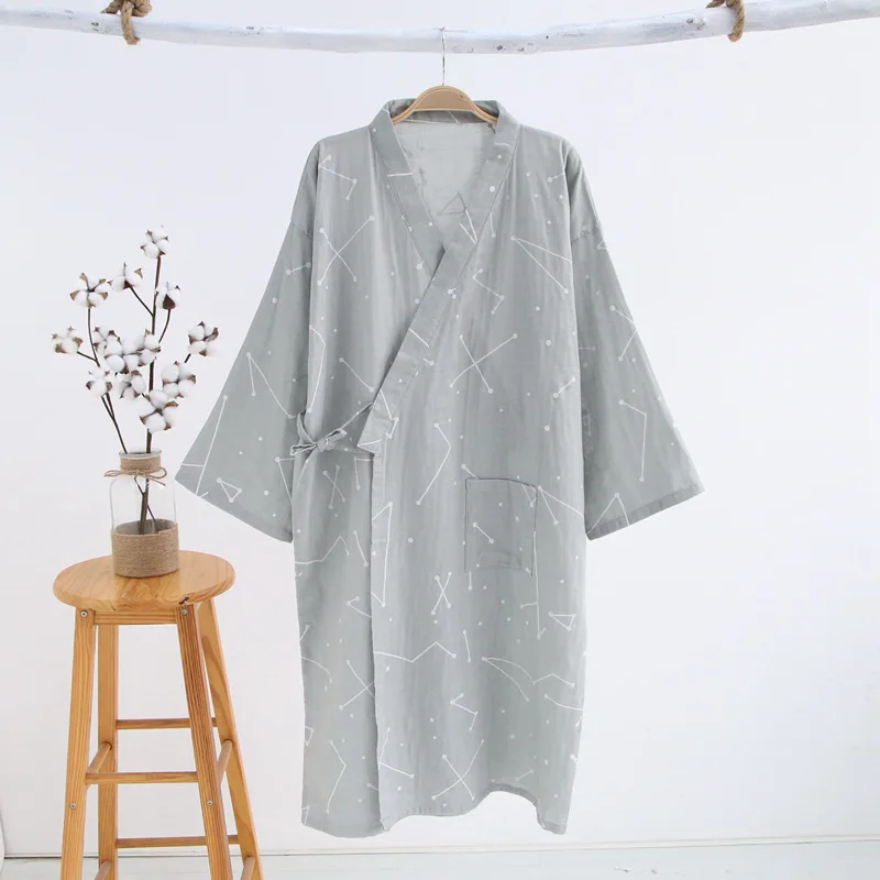 Robe à capuche en gaze de coton pour hommes, pyjama kimono japonais, peignoir à col en V, 2025 coton, nouveau, 100%