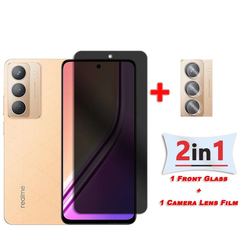 Privacy Screen Protector For Realme P3x Glass For Realme 14x Anti Glare Glass Camera Lens Film Anti-spy Glass For Realme V60 pro