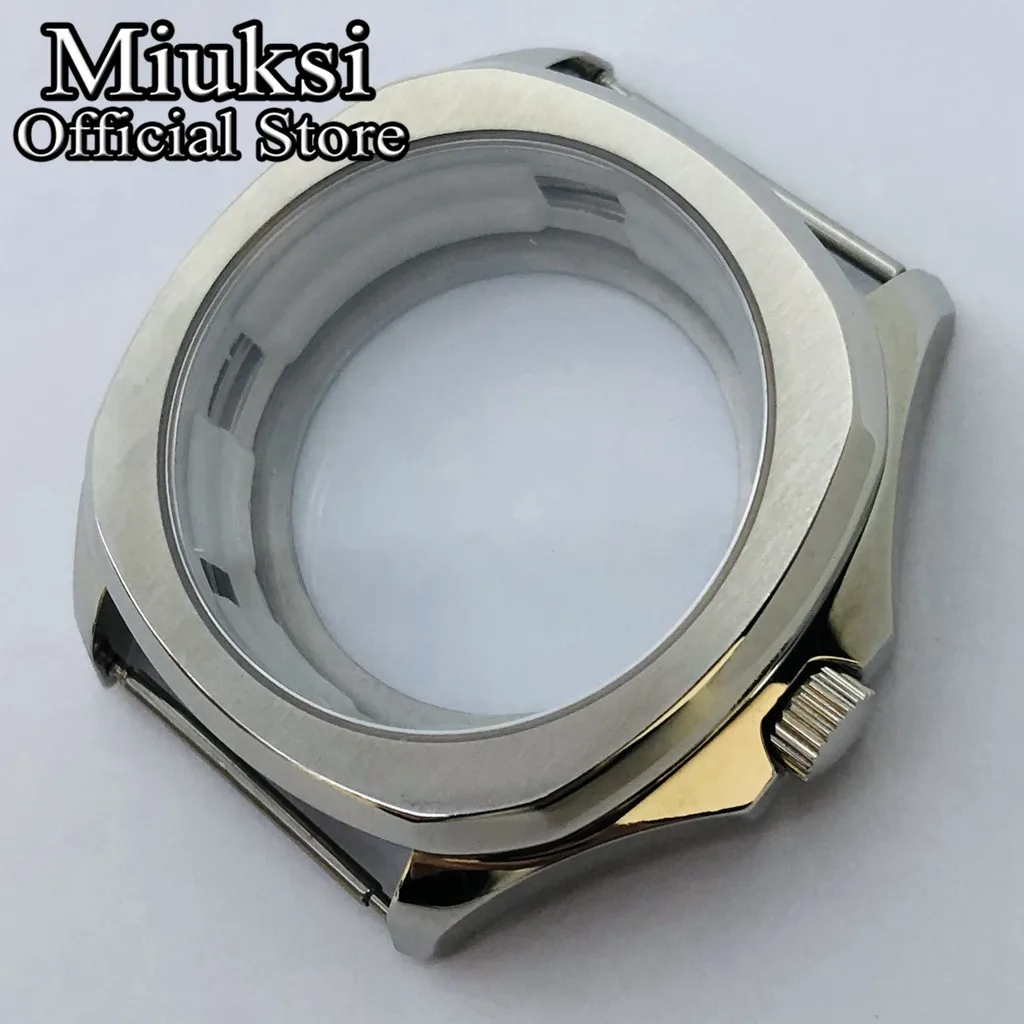 Miuksi 40mm silver sterile case sapphire crystal fit NH35 NH36 ETA2824 2836 Miyota 8205 8215 821A Mingzhu DG2813 3804 movement