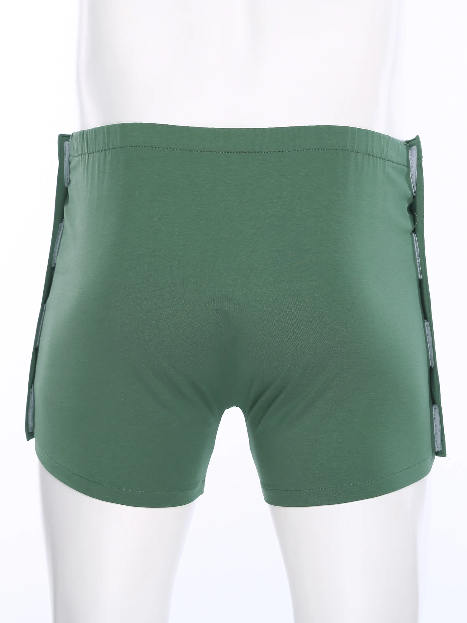 남성 수술 후 적응 형 복서 반바지 성인 신축성있는 허리 양면 찢어진 반바지 노인 침대에 누워있는 환자를위한 속옷