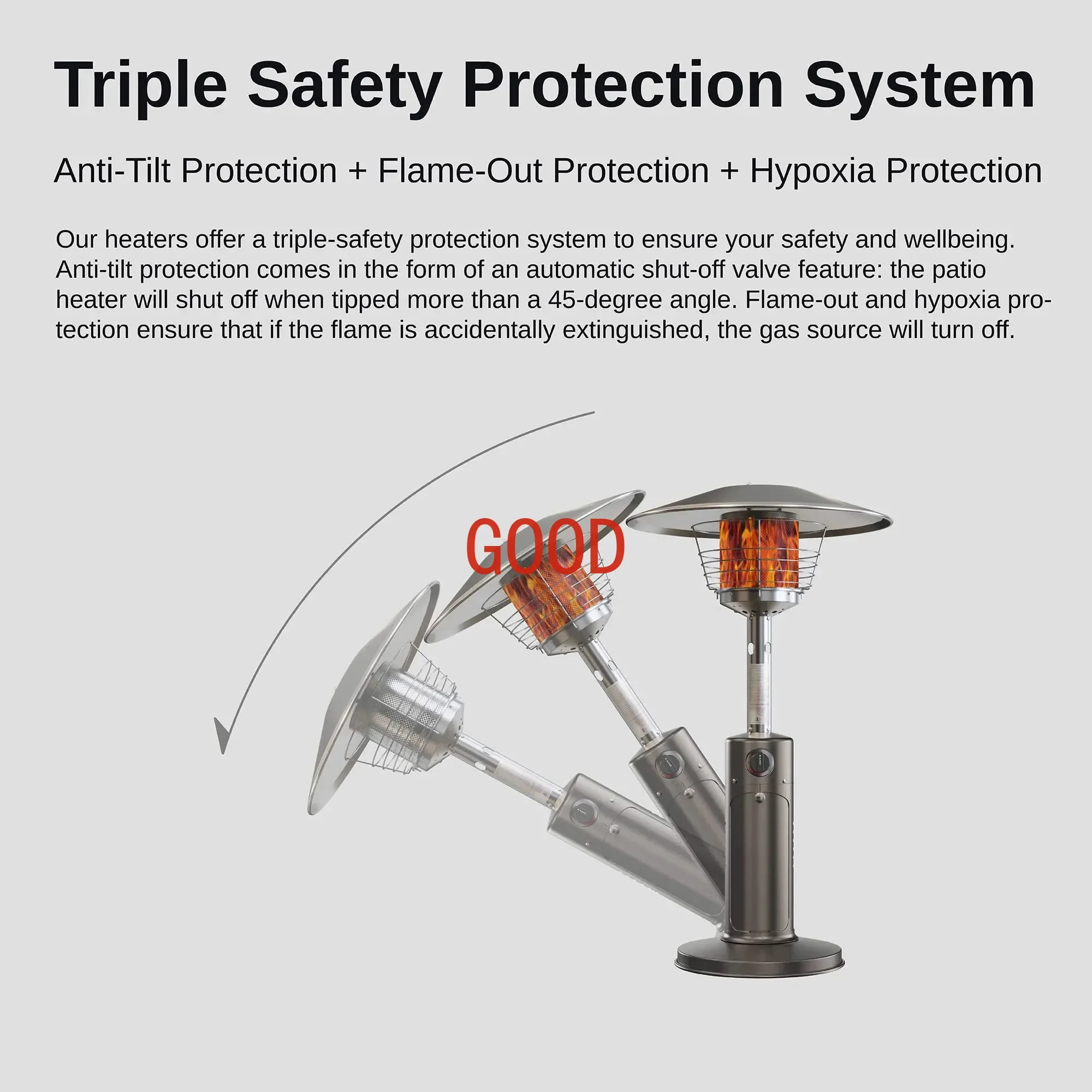 Gas Patio Heater, 9500 BTU Umbrella Propane TableTop