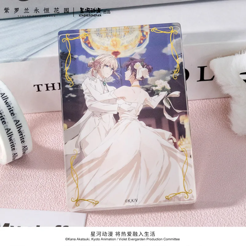 Violet Evergarden Cattleya Baudelaire 꽃 흉터 웨딩 드레스 시리즈 중국 공식 승인 아크릴 스탠딩 벽돌