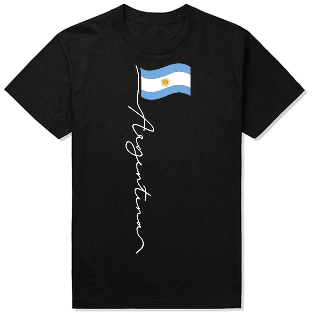 Argentina Signature Flag Pole Argentinian Tshirt Flag Tee Shirts for Men Argentine T Shirt Funny Mens Clothing Tops