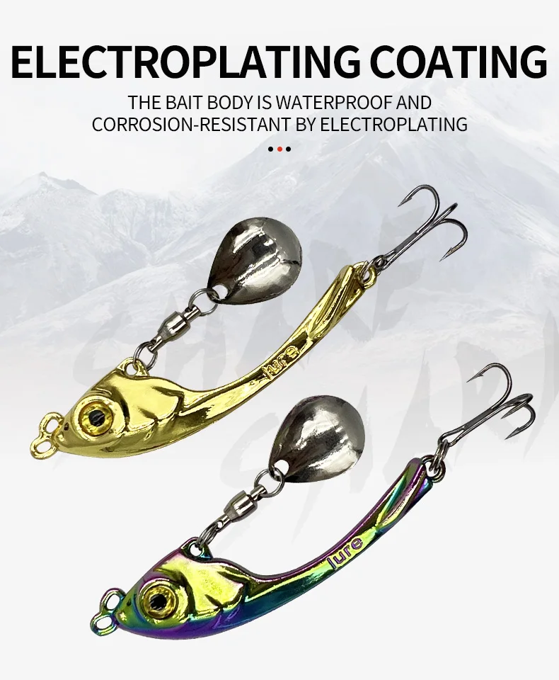 ShareShark 5 Stück/Box Angelköder Spinner Löffelköder Rotierende Metall-VIB-Köder Vibrations-Wobbler Sinkende Pailletten-Köder Pesca – Detail 6