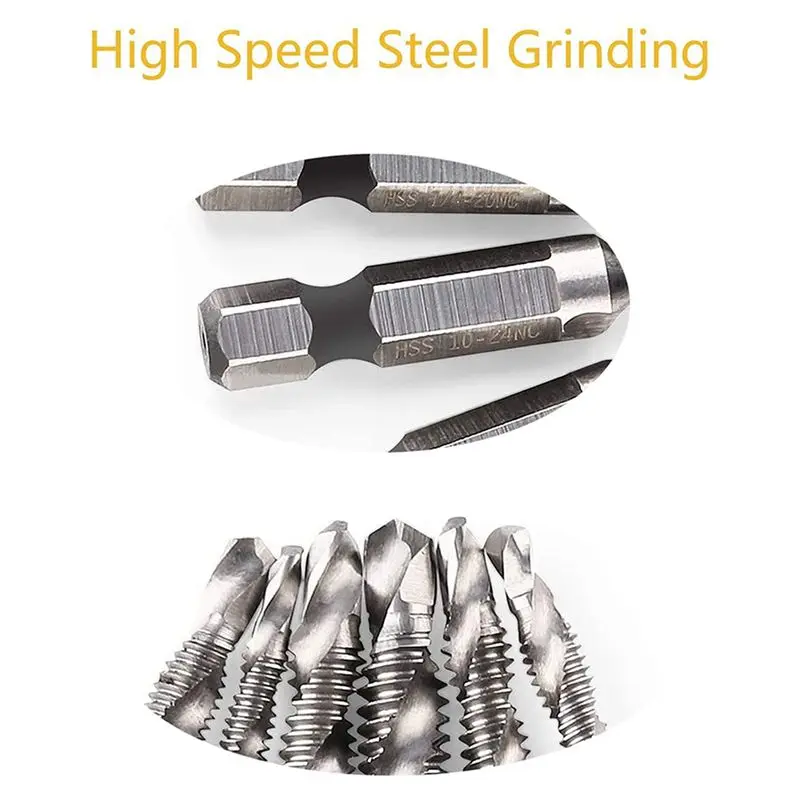 12Pcs Drill Tap Set Hex Shank SAE Combination Drill And Tap Bit Set HSS 4341 Screw Tap Deburr Drill Bit
