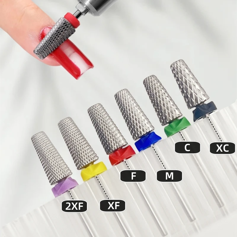 新しい5 in 1タングステン鋼ネイルミリングビット、2.35mmシャンク、長期ジェル除去用多機能カーバイドネイルアートツールファイル