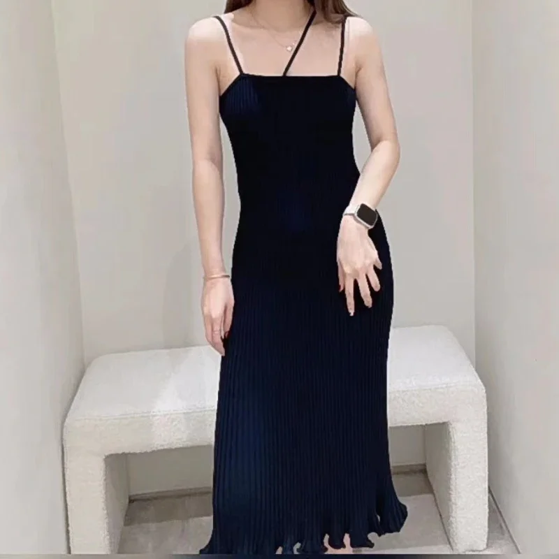 

Women summer slim dresses black halter sexy vacation evening party dresses