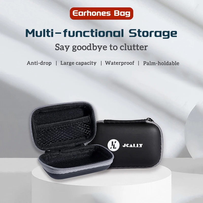 JCALLY Earphone Case Multifunctional Portable Storage Bag Charging Cable Keys U-Disk Carry Bag Coin Wallet EVA PU Storage Box