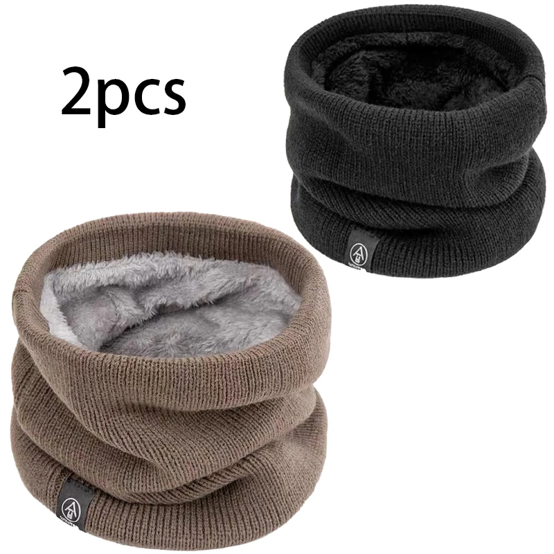 Two-Pack Fleece Lined Scarves, Windproof & Warm Winter Neck Gaiter for Men Women, Cold Weather Accessories (2Pcs Set)