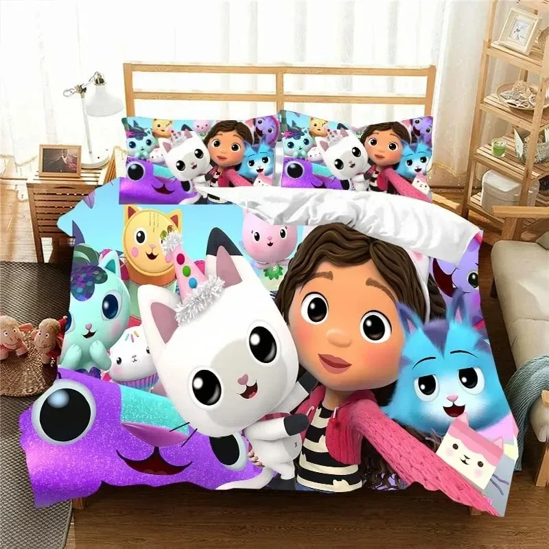 Gabbys D-Dollhouse Bedding Set Duvet Cover Comforter Bed Single Twin Full Queen Youth Kids Girl Boys Gift King Size Bedding Set