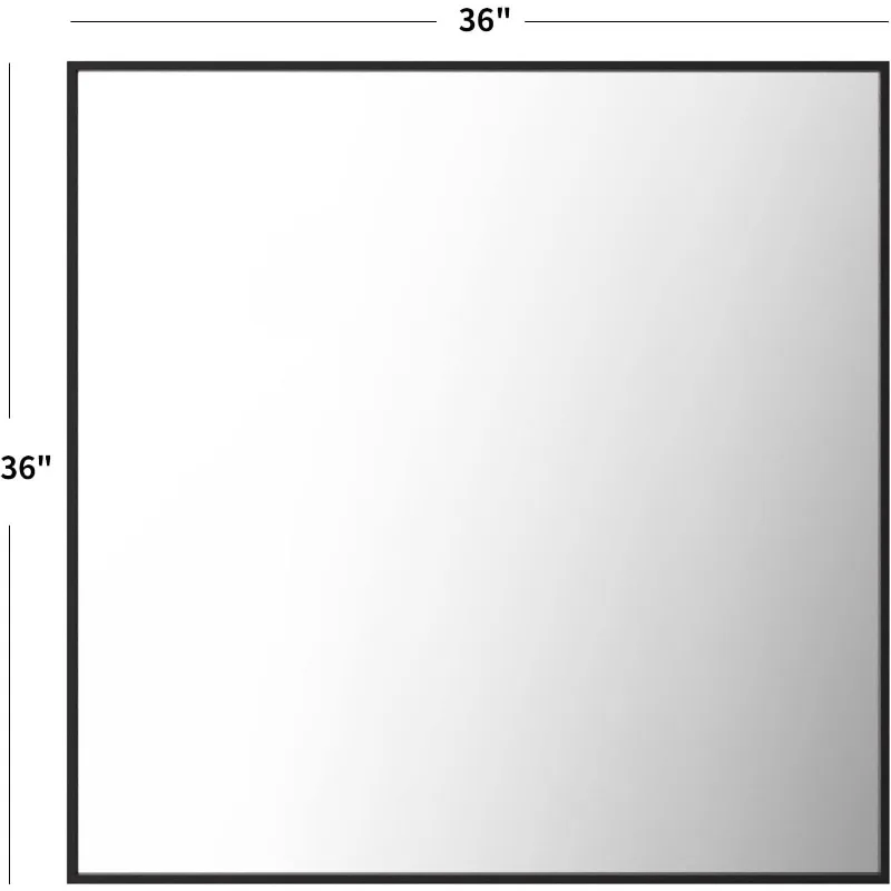 Czarne prostokątne lustro łazienkowe 36"X36", matowa czarna rama ze stopu aluminium, szkło hartowane, zawieszają pionowo lub Horizo