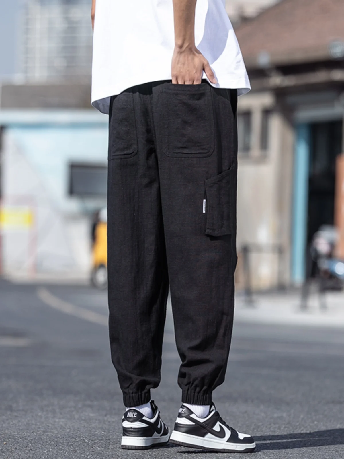 

Men's Summer Thin Cotton Linen Pants Loose Fit Dstring Lantern Pants Chinese Sle Casual Wear Breathable Lightweight