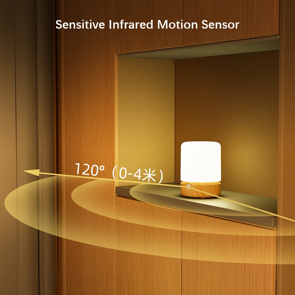 مصباح LED مستشعر حركة ليلي ، تحكم باللمس ، مصباح طاولة ، USB قابل لإعادة الشحن ، بجانب أضواء للحمام وغرفة النوم والمكتب والتخييم #5