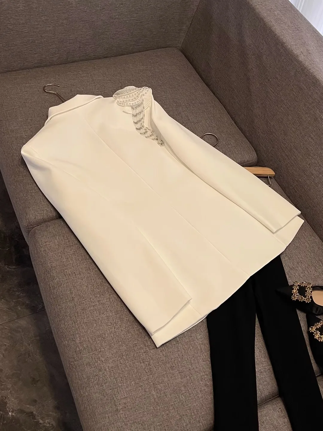 Herbst 2022, neuer Damen-Anzug mit lockerem Quastenbesatz, weiß, für Büro, Pendeln, Faion, High-End-Gefühl, Busin-Damenanzug