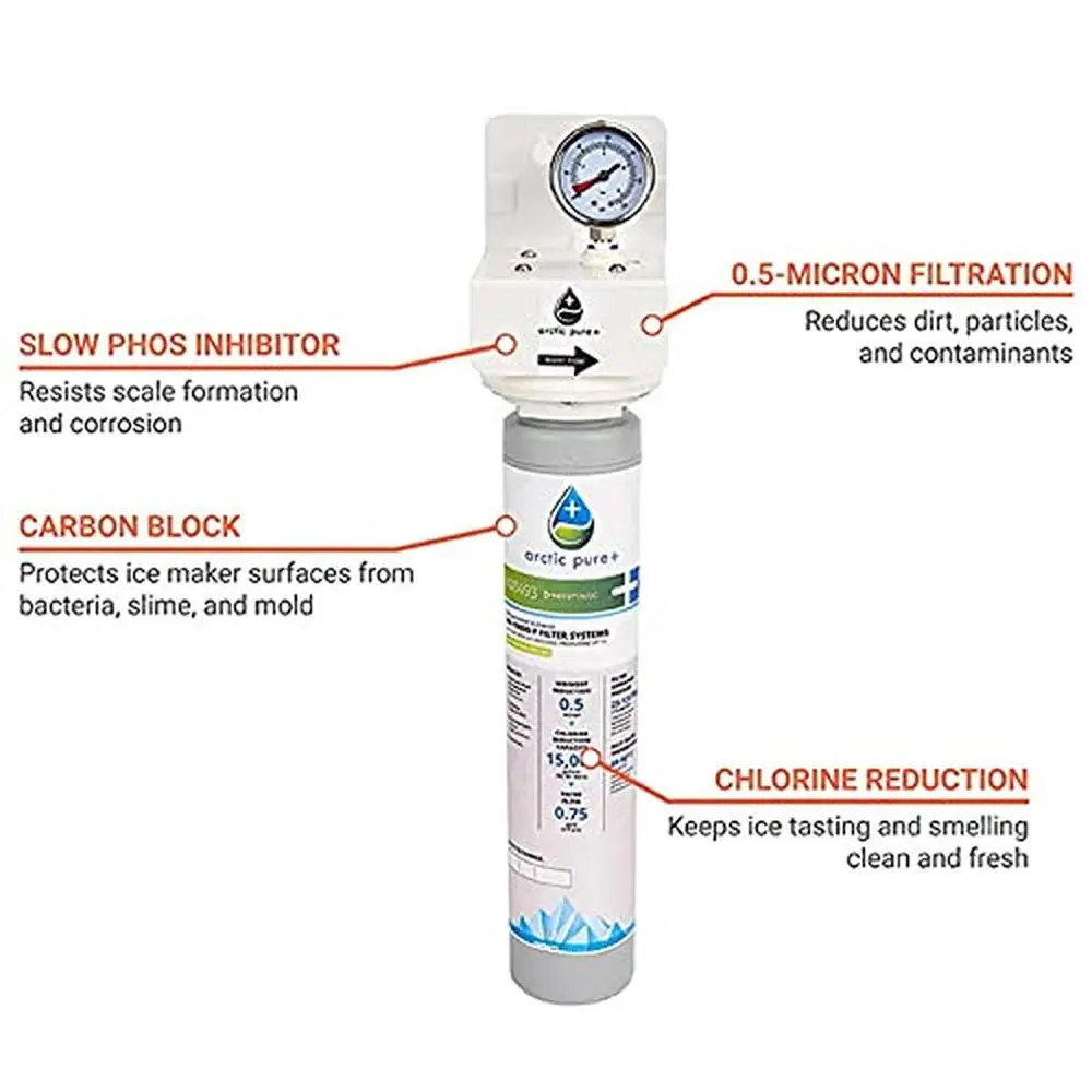 Arctic Pure Plus Ice Machine Water Filtration System 15000 Gallons Cartridge Chlorine Reduction Scale Inhibition Ultra-Fine