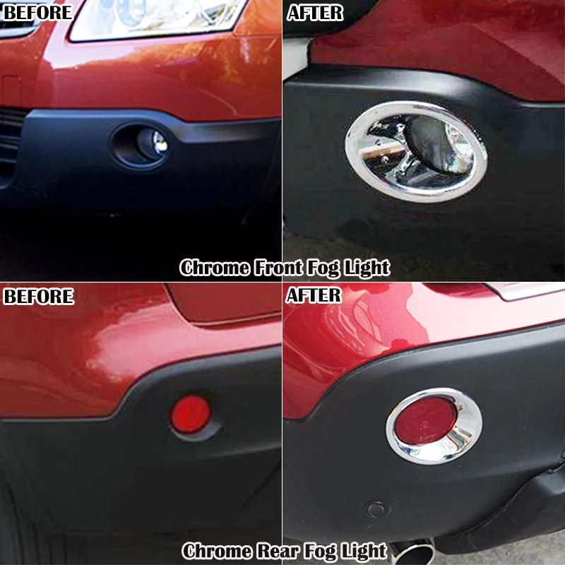 4szt Chromowana osłona przednich tylnych świateł przeciwmgielnych do Nissan Qashqai / Dualis J10 2007-2009 Akcesoria samochodowe do świateł przeciwmgielnych — zdjęcie 5