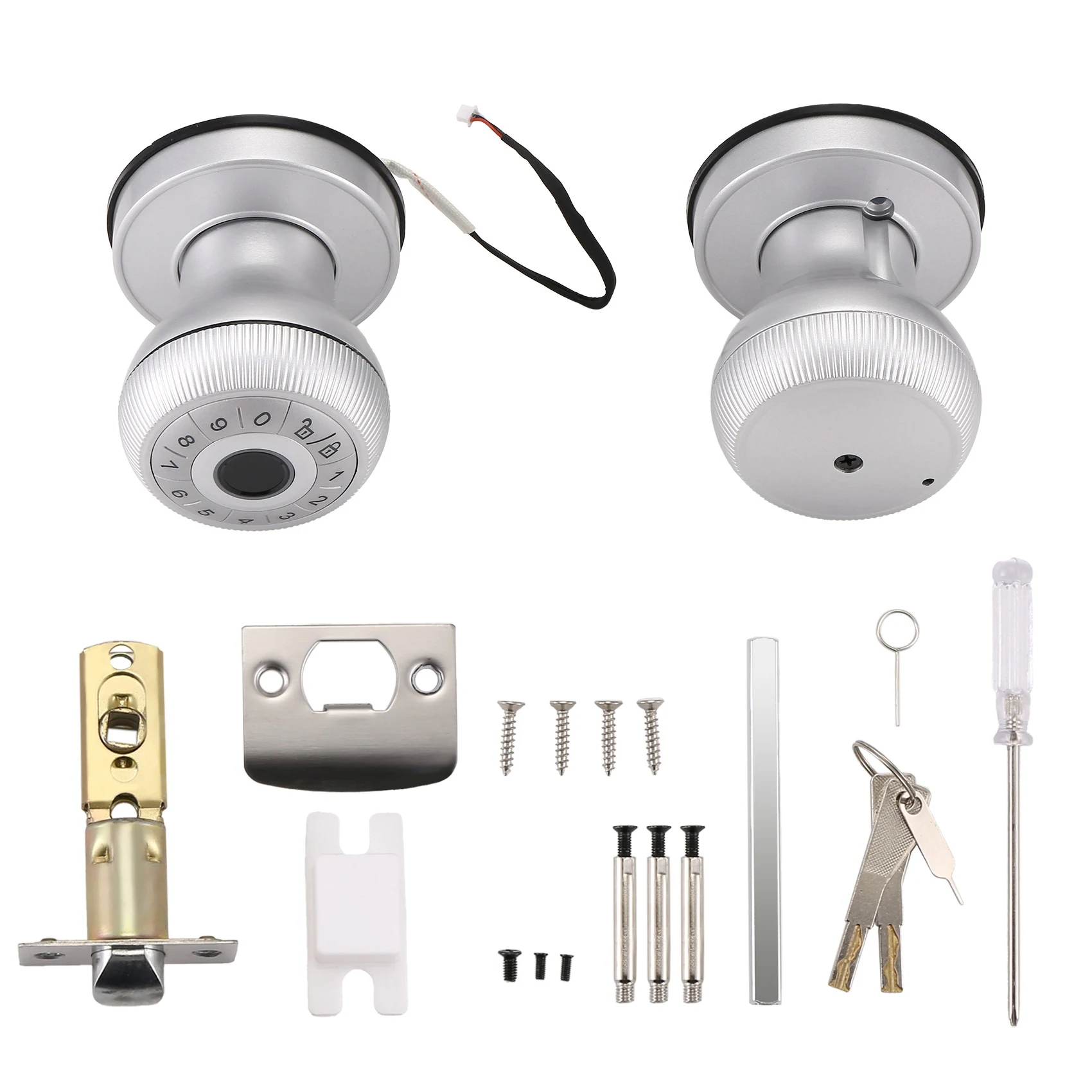 BAAU Fingerprint Door Lock-Smart Door Handle, Keyless Door Handle With Password Keypad For Bedroom Smart Door Lock