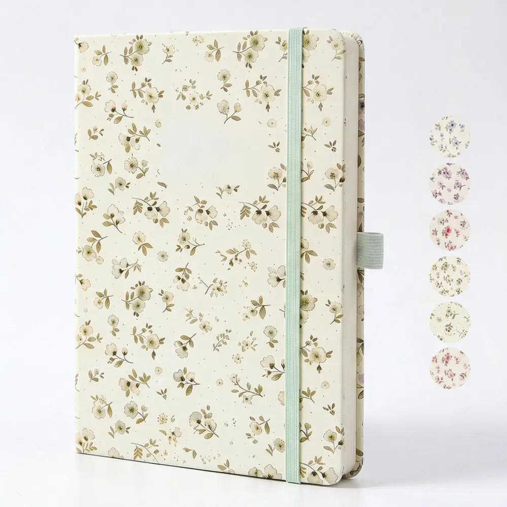 Stylish Daisy Pattern Notebook A5 Planner Diary For Students Office Work Stationery Records Elastic Closure Thick Paper