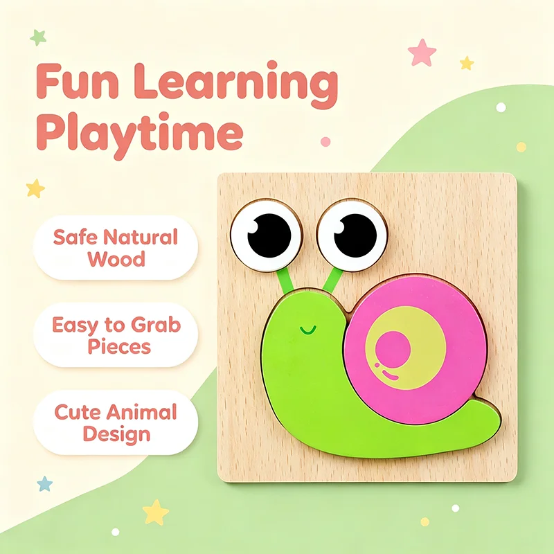 Children's wooden toy puzzle three-dimensional puzzle through animal wooden puzzle