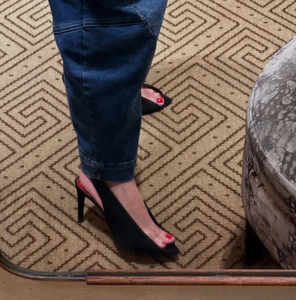 

Elegant Suede Peep-Toe Slingback Heels Clear Strap Detail Sleek Pointed-Toe Minimalist Style Footwear for Evening Events