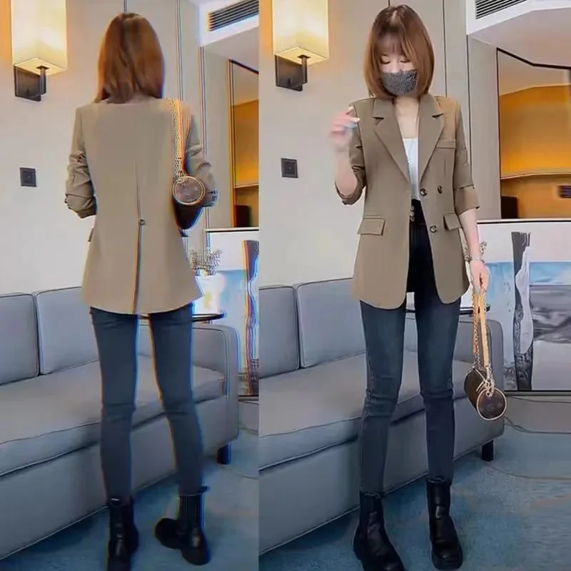 2025년 봄/가을 신상 여성용 스몰 수트 자켓, 고급 슬림핏 전문직 캐주얼 웨스턴 스타일 수트