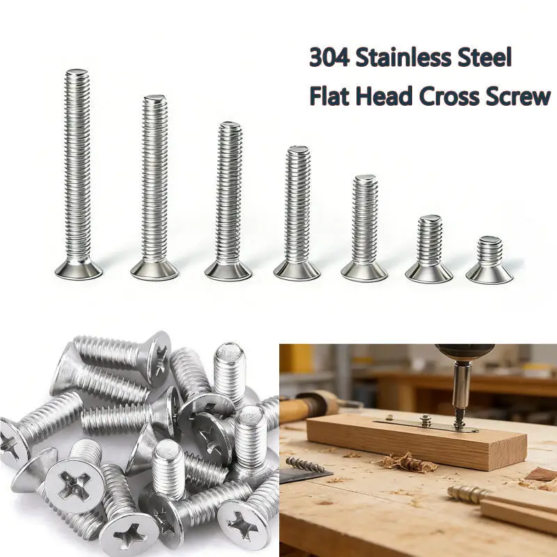 50/10Pcs Phillips Flat Countersunk Head Screw Bolt Screw M1.6 M2 M2.5 M3 M4 M5 M6 304 Stainlesss Steel High Quality 3mm-70mm