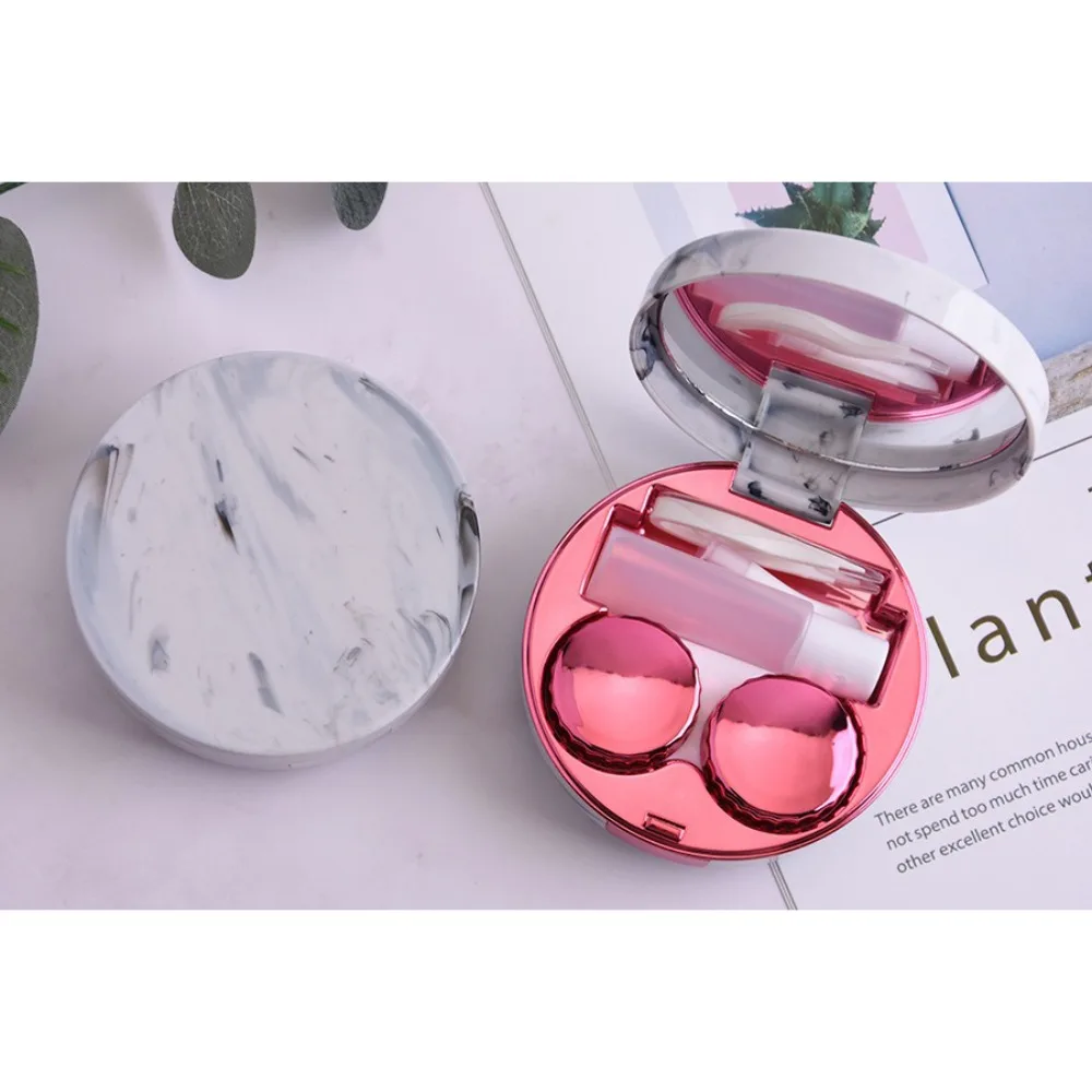 

Compact Marble Pattern Contact Lens Box 5 in 1 Portable Contact Lens Case Waterproof Cute Contact Lens Maintenance