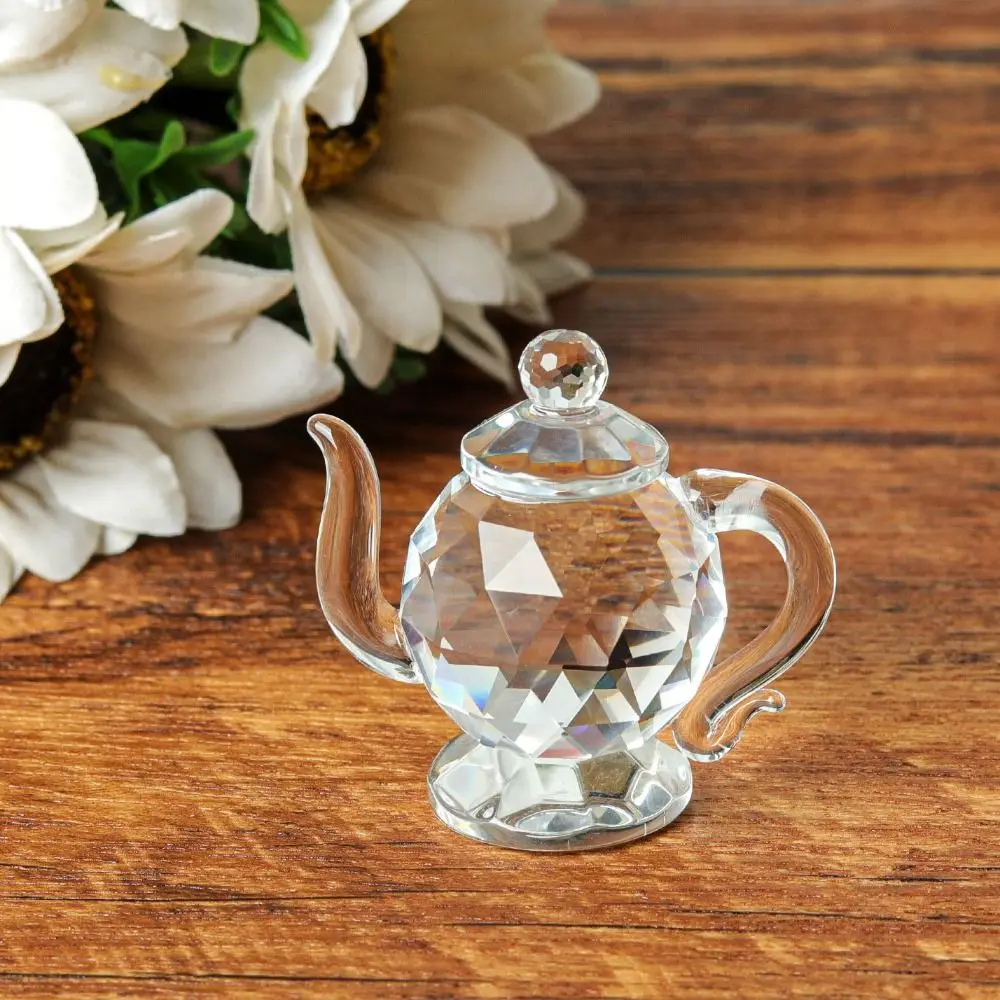 Living Room Decoration Clear Crystal Teapot Figurine Teapot shape Mini Teapot Sculpture Ornament Glass Teapot Bar