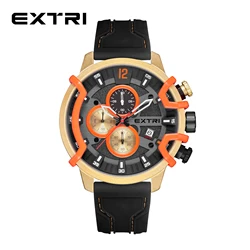 Extri New Gold Case Boy Student Men Style Silicone Sport Water Resistant Date High Quality Chronos Men Wrist Watches For Gifts