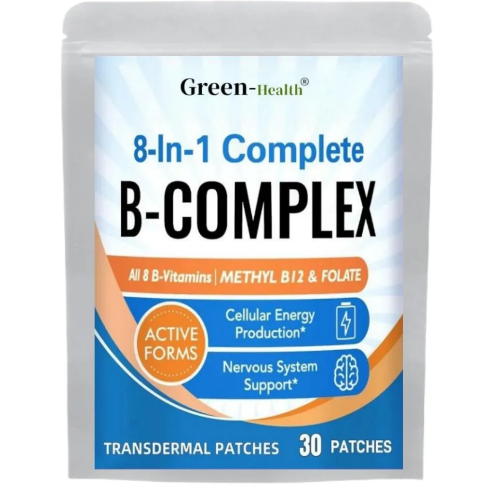 8-in-1 Complete B Complex Transdermal Patches Energy, Nerve, Blood Support – 30 Patches One Month Supply