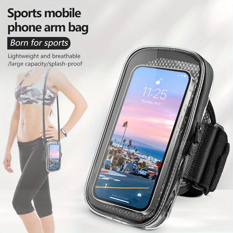 

HAISSKY Crossbody Clear Arm Phone Pouch for IPhone 16 15 14 13 12 Pro Max 16 Plus 16E Xiaomi Elastic Belt Running Sport Arm Bags