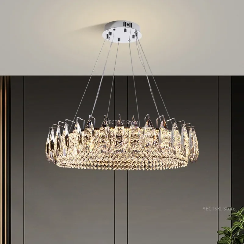 

GHJUYIOL French minimalist living room crystal lamp American bedroom high-end pendant lamp Room dining room lamp