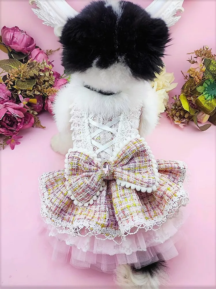 Handmade Dog Clothes Pet Supplies Imitation Rabit Hair Collar Coat Dress Rich Young Lady Style Unique Apparel Festival Party