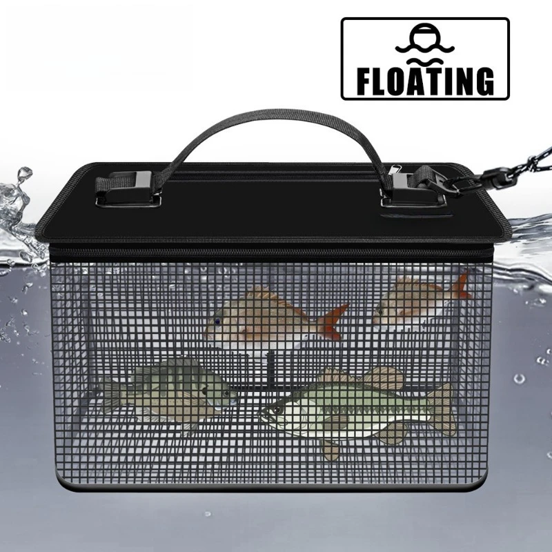 Floatable Collapsible Fishing Keep Net, Quick‑Dry Portable Mesh Bag for Rock & Sea Angling Live Fish Storage