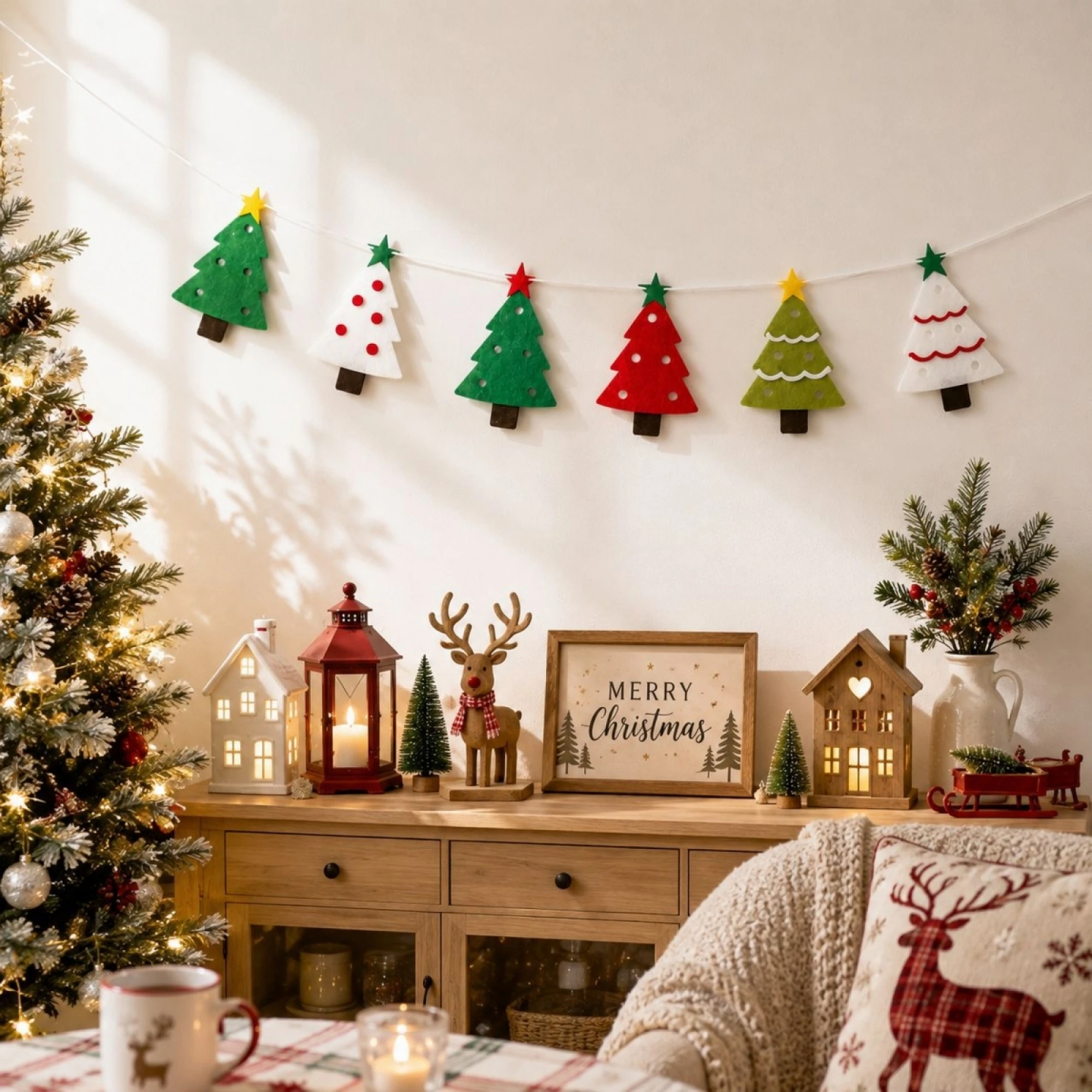 Hanging Banner For For-Wall Garlands Felt Garland Hanging Christmas Christmas Tree Garlands Lightweight