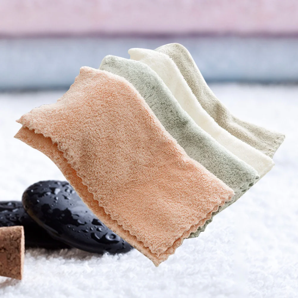 

4pcs Dish Cloth Set Super Fine Coral Fleece Water Absorbent Lather Rich For Kitchen Cleaning Pots Pans Dishes Bowls Dishrag