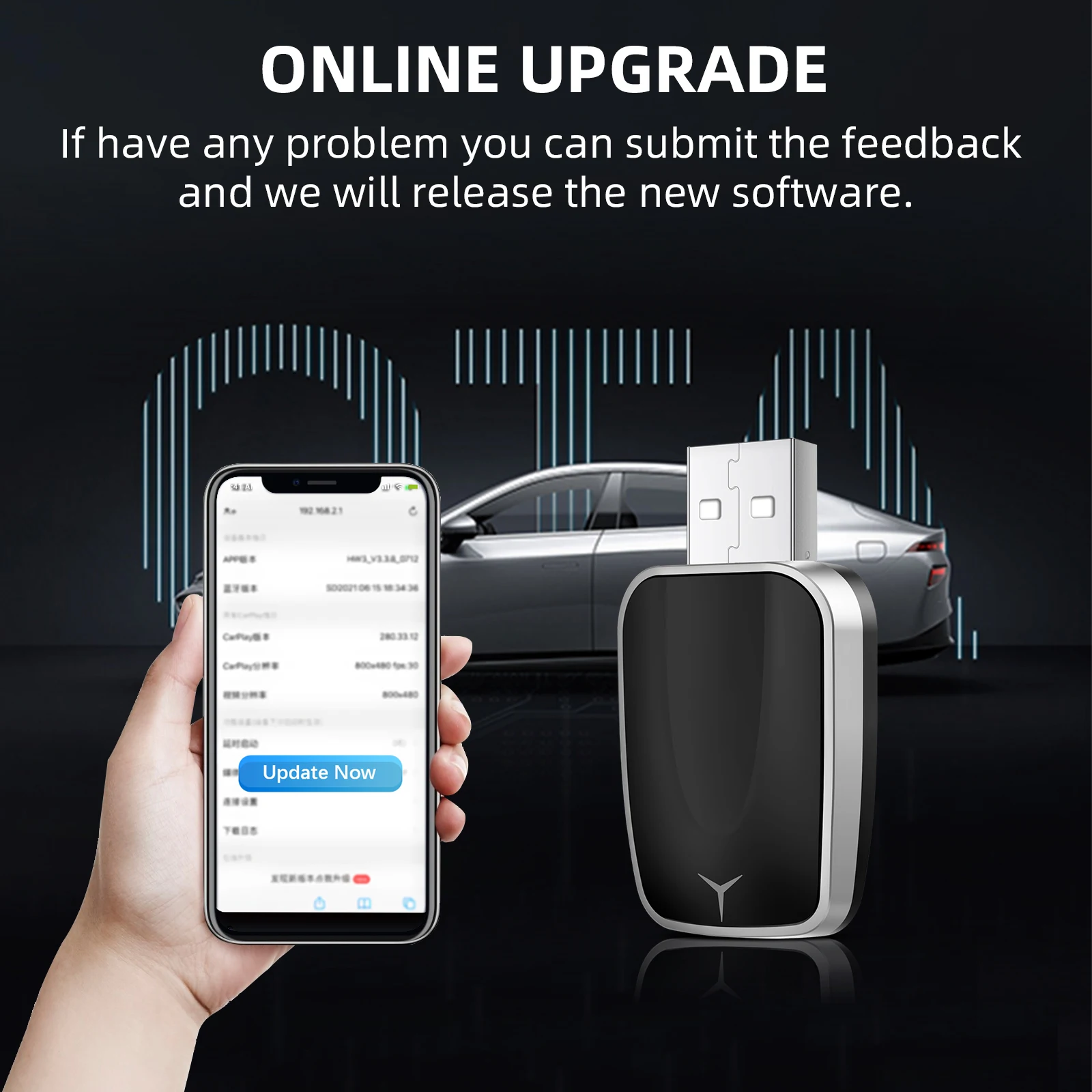 Ezonetronics Wireless CarPlay android auto adapter for factory wired car, wireless CarPlay & Android auto 2 in 1