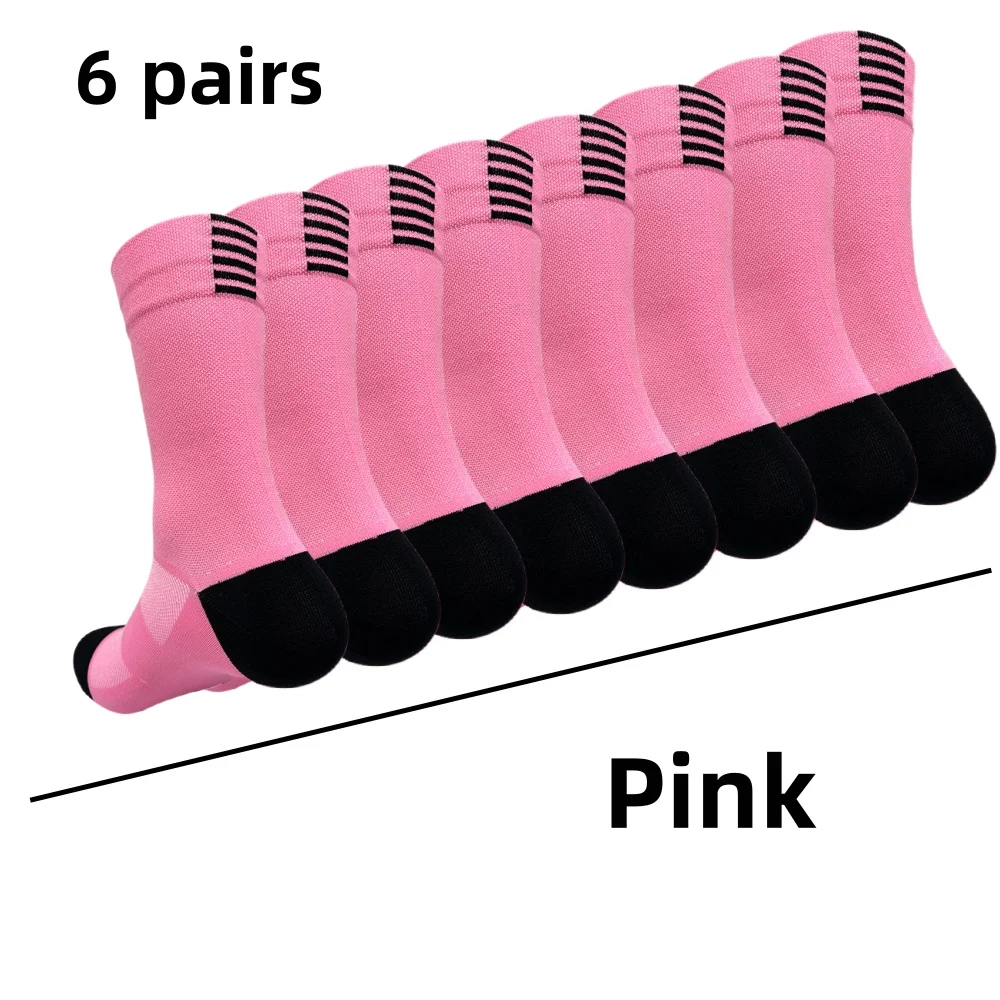 

6 pairs Cycling Socks Running Quick Dry Medium Cylinder Men and Women Sports Fitness in the Tube