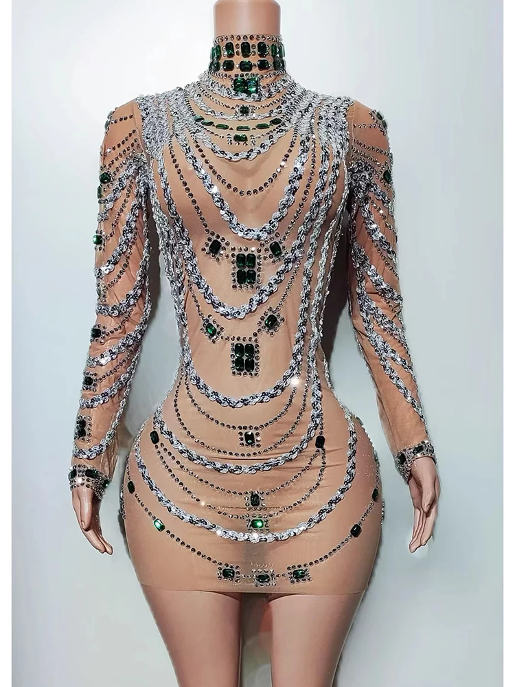 

Высококачественное платье из сетки с пайетками и стразами, прозрачное, сексуальное, новая модная коллекция 2026 года, женская одежда на заказ